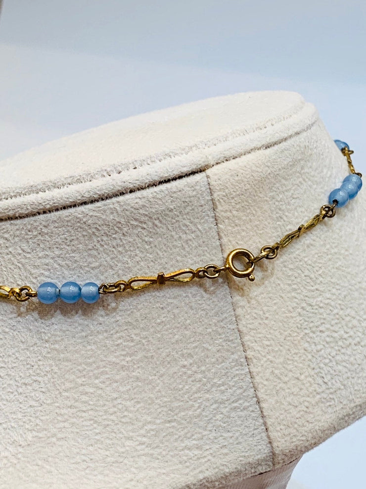 Czech Blue Glass Pendant Necklace