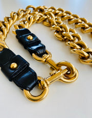Marc Jacobs Heavy Gold Chain Black Leather Belt